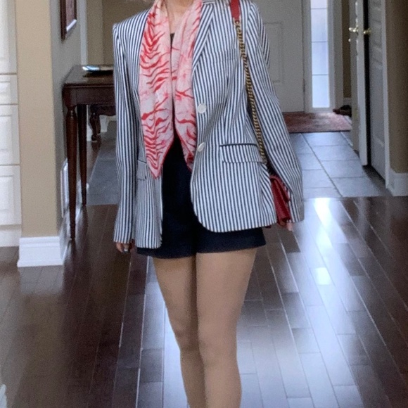 NEW PIAZZA SEMPIONE BLACK & WHITE STRIPED JACKET/BLAZER - SIZE 4 - MADE IN ITALY - Picture 1 of 9